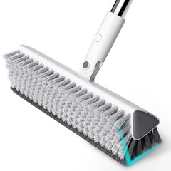 Floor Scrub Brush with Long Handle, Heavy-Duty Stiff Bristles, V-Shape White