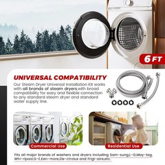 Upgraded 6Ft Steam Dryer Hose Kit by Puxyblue Includes 6Ft Braided Stainless …