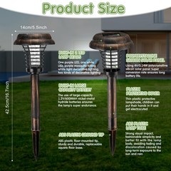Qualirey 4 Pcs Solar Bug Zapper Waterproof Outdoor Mosquito Zapper Killer And
