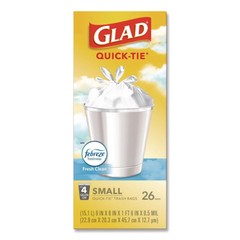 Glad 78812 8″ x 18″ 4 gal Small Trash Bags – Wht Febreze Fresh Clean 156/CT New