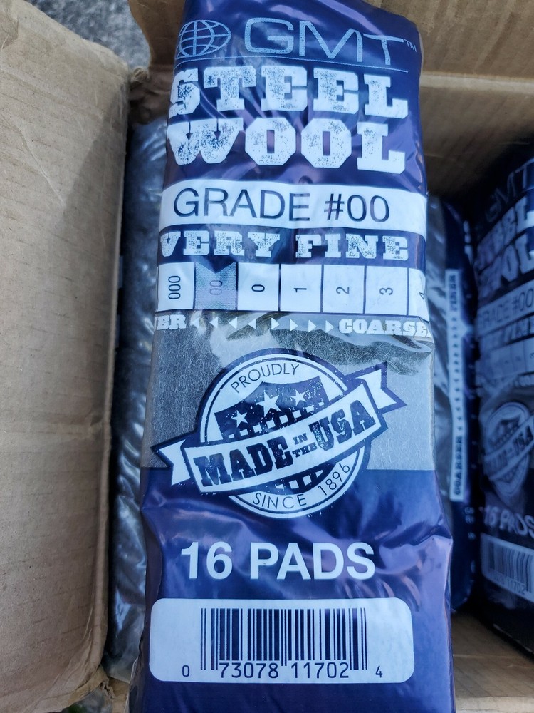 16 pack – GMT brand (1 Bag) (16 Pads) #00 SUPER FINE Steel Wool