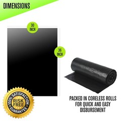 Aluf Plastics – RL-3036XH 20-30 Gallon Trash Can 100 Count (Pack of 1), Black