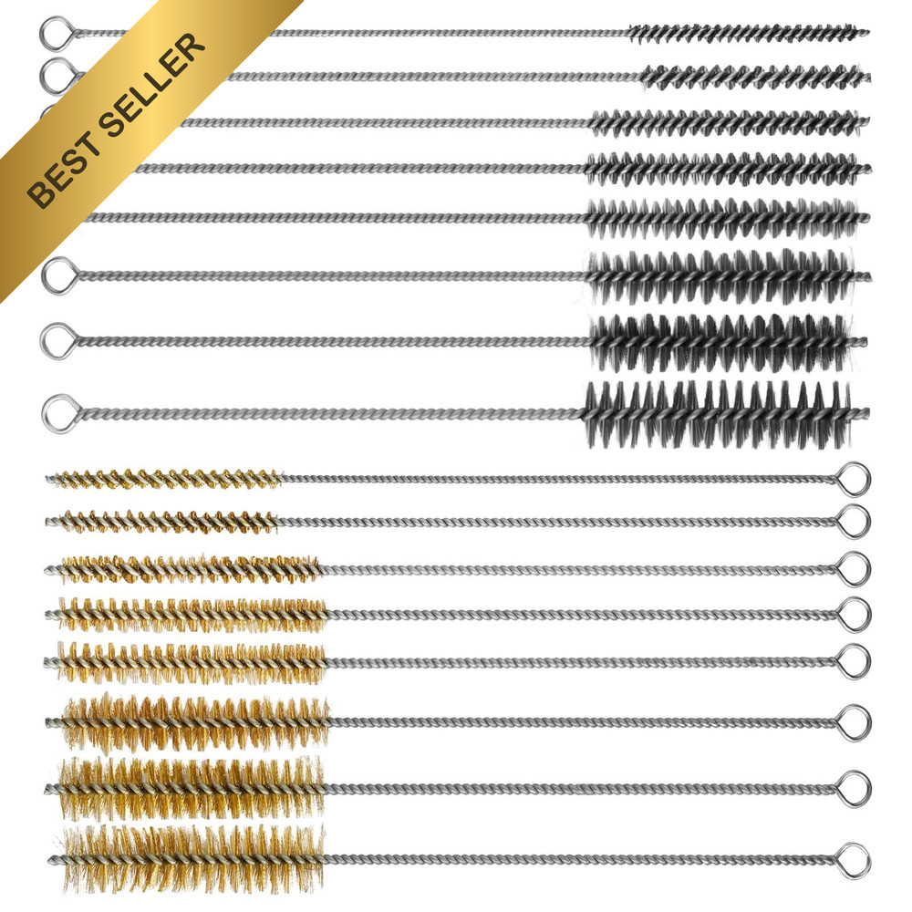 RAWILL 16Pcs Tube Cleaning Brush Brass Stainless Steel Engine Cleaner 12 Inch 8