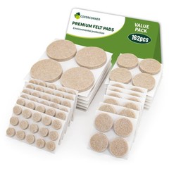 COVERCORNER Felt Furniture Pads for 162PCS Value Pack Round Beige, Beige