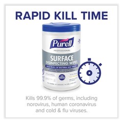 PURELL 934206CT 1-Ply Disinfecting Wipes – White (6 Canisters/Carton) New
