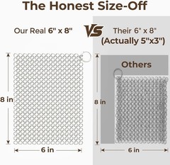 Amagabeli Cast Iron Cleaner 8″x6″ Premium Stainless Steel Chainmail Scrubber