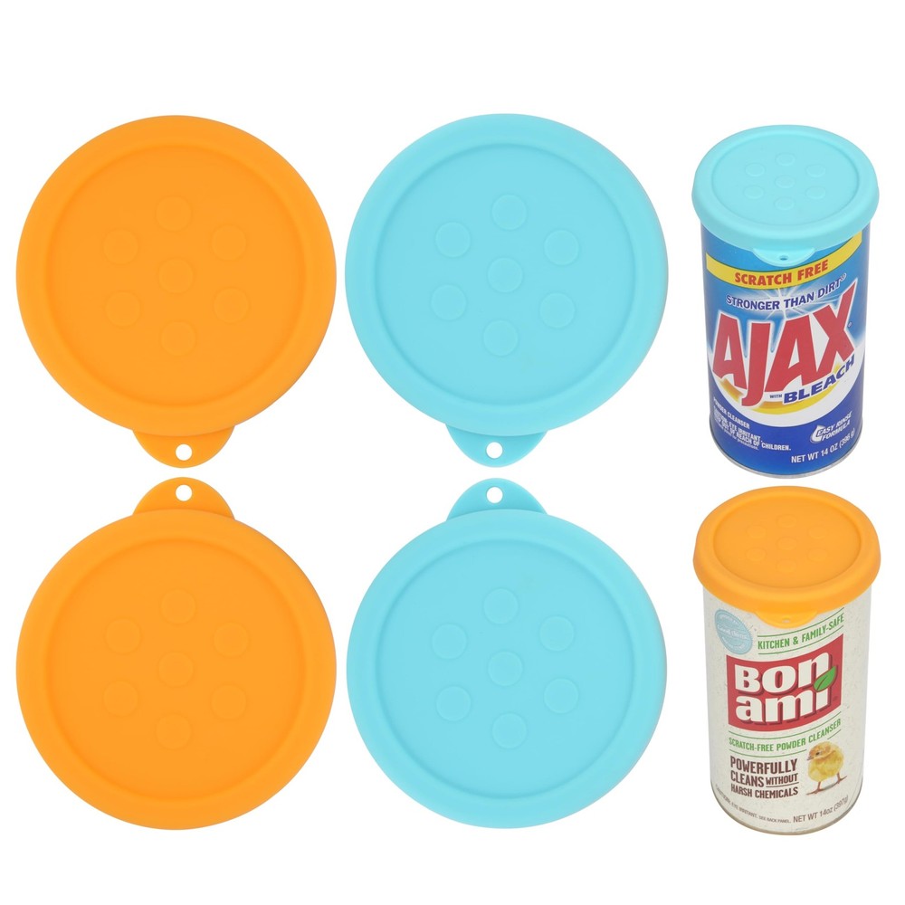 4 Pack Silicone Powder Cleanser Lids, Compatible with Bar Orange and Blue