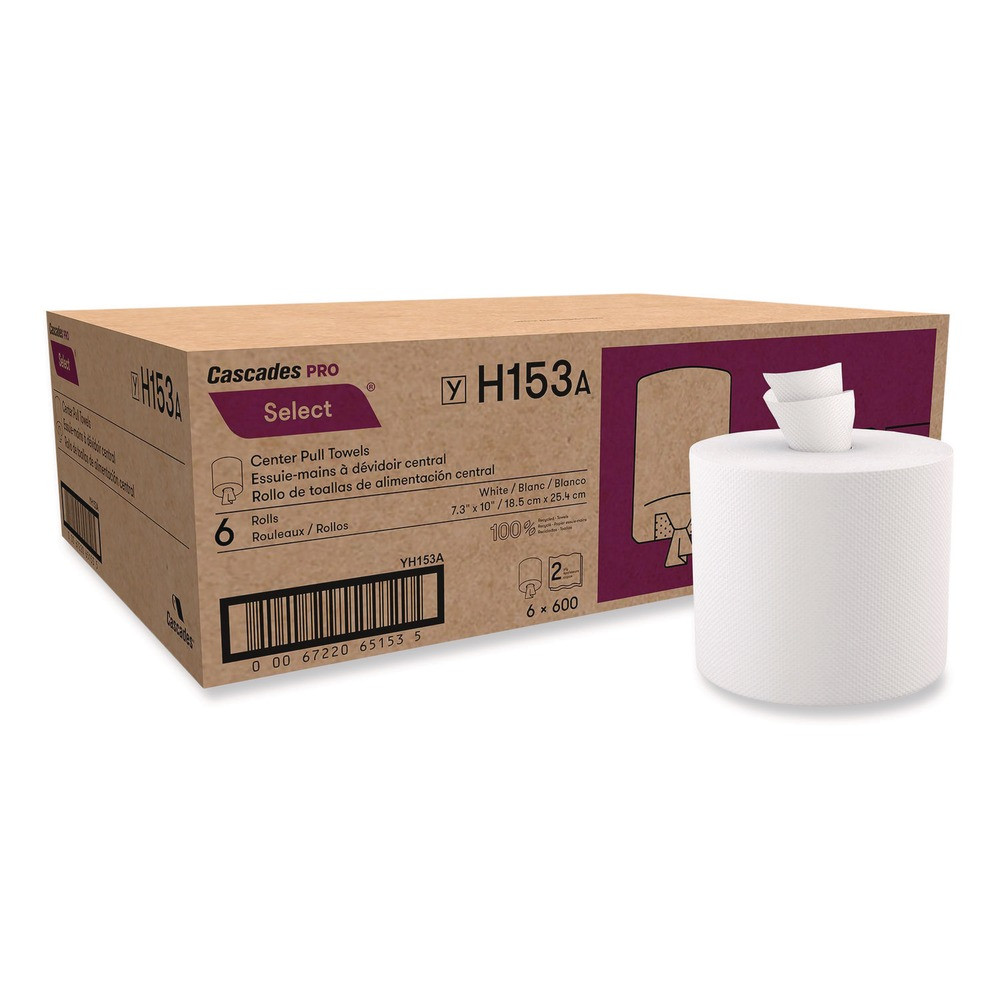 Cascades PRO H153 7.3″ x 10″ 2-Ply Center-Pull Paper Towels – White (6/CT) New