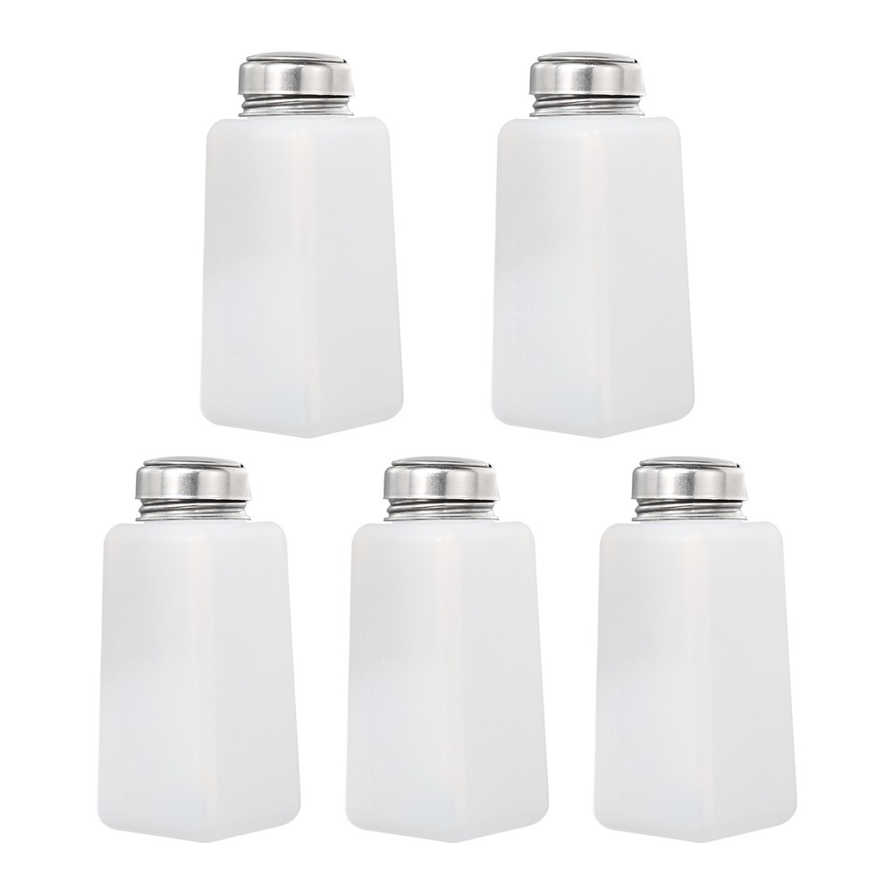 5pcs 8.5 Oz/250ml Alcohol Push Down Pump Dispenser Bottle Press, White