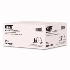 GEN 5301 9.25″ x 9.05″ 1-Ply Multifold Towels – White (16/CT) New
