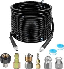 Selkie Pressure Washer Sewer Jetter Kit – 100Ft X1/4″ 100FT, Black-100ft