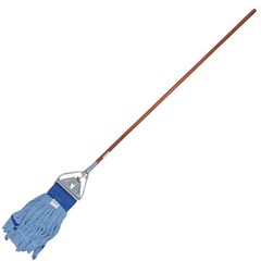 Rubbermaid 60” Slide Mop Wood Handle + 4x IMPACT Medium Microfiber Tube Mop Blue