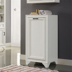Crosley Furniture Tara Wood Laundry Hamper in Vintage White/Black