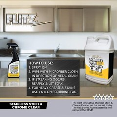 FLITZ Stainless Steel & Chrome Cleaner 32oz/946ml Spray Bottle (See Video)
