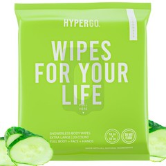 HyperGo XL Body Wipes for Women & Men – 12″ x12″ 20 Count (Pack of 1)