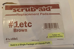 (Pkg of 5) SCRUB AID #1 ETC Brown Replacement Scrub Pad (631/ETC) 4-5/8 x 10 x 1