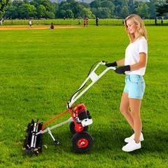 43CC 1.7HP Walk Behind Power Sweeper Broom 2-Stroke Gas Engine Sweeper Lawn Turf