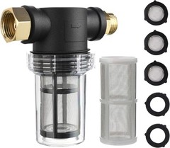 M MINGLE Garden Hose Filter for Pressure Washer inlet Water, Inline Black