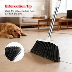 EZKEY Broom and Step-on Dustpan Set, 59-in Adjustable Long Handle White
