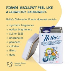 Nellie’s Dishwasher Powder – Tough on Food Residue, 56.48 Ounce (Pack of 1)