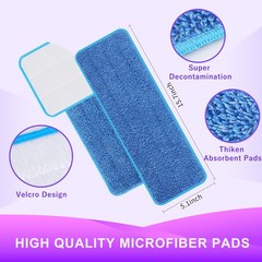 Yicotira Reusable Power Mop Refill Pads for 4 PACK(Blue), 4 Pack (Blue)