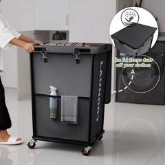 150L Laundry Basket with Wheels, Rolling Laundry Hamper with Cloth Cover, Lau…