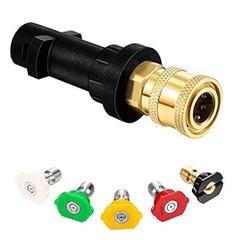 High Pressure Washer Gun Adapter 1/4″ Spray Nozzle Adapter+Nozzle Tips, Black
