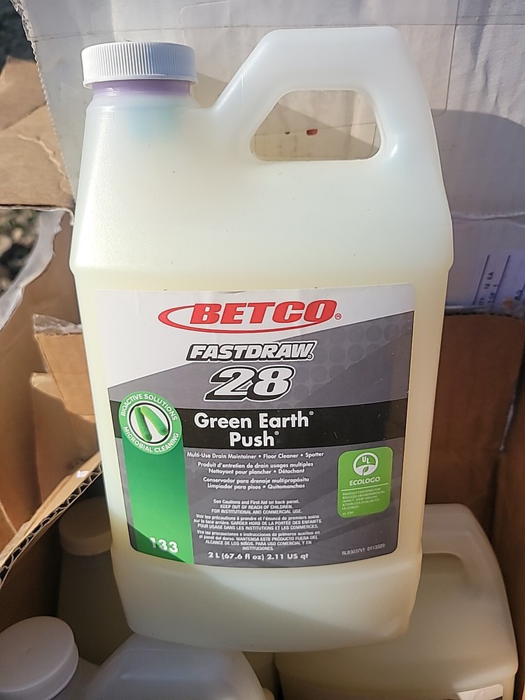28 green earth push 2l drain maintainer, betco fastdraw and floor cleaner