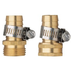 2 Pack 5/8 Inch Brass Thread Garden Hose Connector Inch, 1 Set