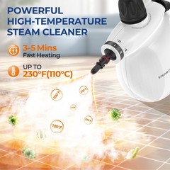 Steam Cleaner, Pressurized Handheld 13pcs Standard Size, Black&White
