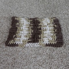 Handmade Crochet Reusable Mop Cover Brown Tan White Striped Swiffer Pad
