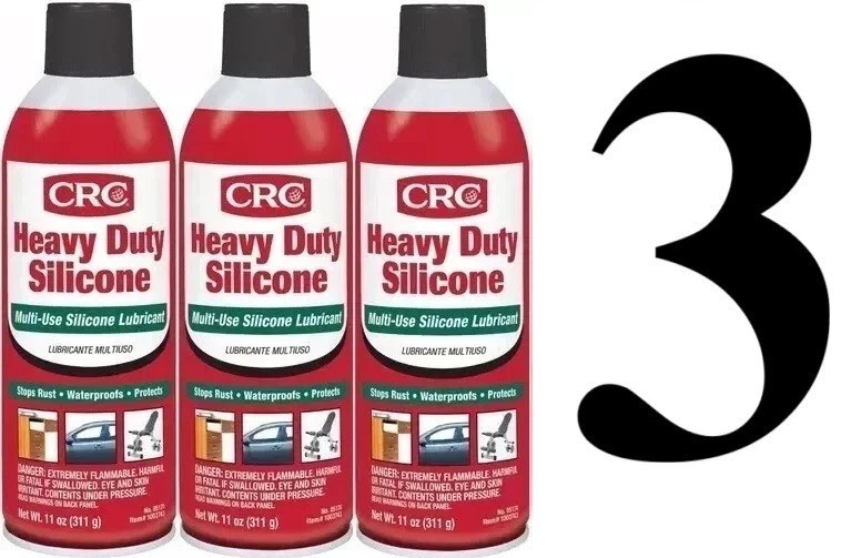 3 CRC Heavy Duty Silicone Lubricant Spray Cans 05174 Clear Colorless Liquid 11Oz