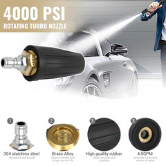 Pressure Washer Tips Turbo Nozzle 4000 PSI Max Rotating Black