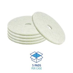 Boardwalk 4019NAT Natural Burnishing Floor Pads, 19″ Diameter, White, 5/Carton