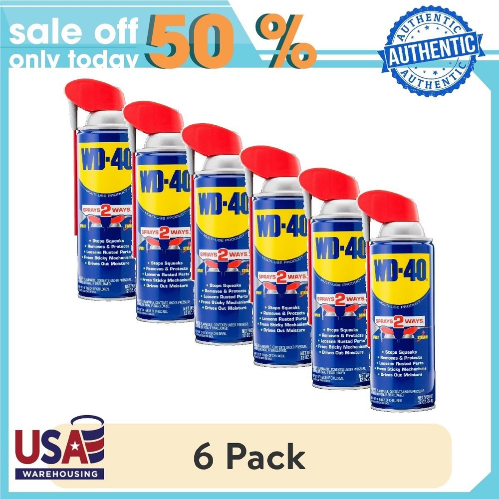 (6 pack) Classic WD-40 Formula, Multi-Use Product with Smart Straw Sprays 2 Ways