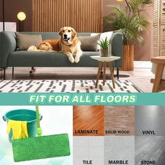 12-Pack Reusable Coral Fleece Mop Pads Washable Wet Mopping Cloths and Green