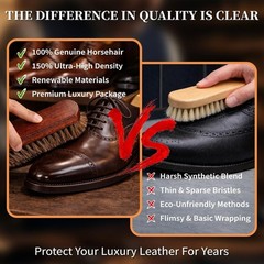 100% 7in Horsehair Shoe Brush Horse Hair Brush for Leather Boots Cleaning Polish