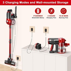 elezon A200 Cordless Vacuum Cleaner Rechargeable, Powerful Multi Cyclone Red