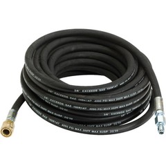 Pressure Washer Hose 50′ w/ Couplers – 4000 PSI BLACK Wire Braid EXTRAS INCLUDES
