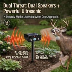 2026 4Pack Sonic Fortress Pro Deer Repellent Outdoor Solar Ultrasonic black