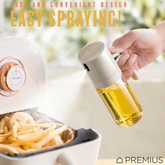 PREMIUS Glass Oil Sprayer Bottle, 8.45 Ounces, Thumb Pump 8.5 natural