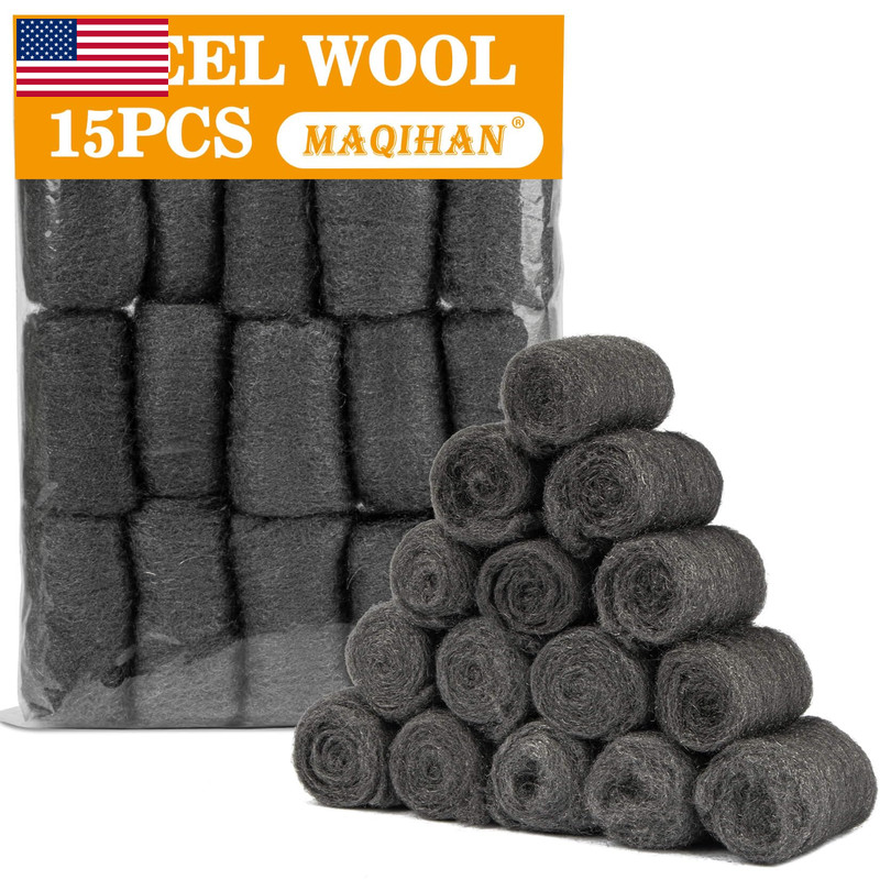 Maqihan Steel Wool Pads 0000 15Pcs – Steel Wool 0000 Roll Glass Wood Fabric