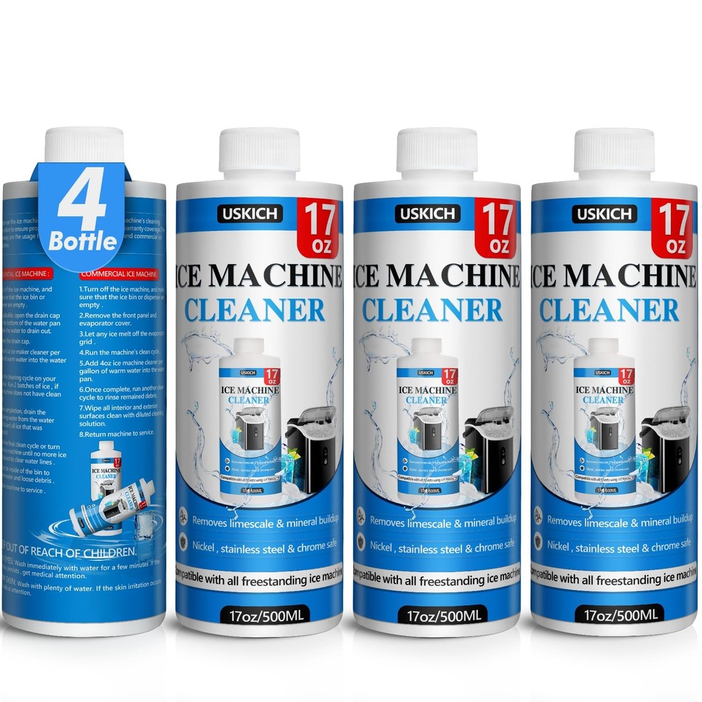 USKICH 4 Pack Ice Machine Cleaner Maker Descaler-68 fl oz Nickel Safe 68Fl Oz