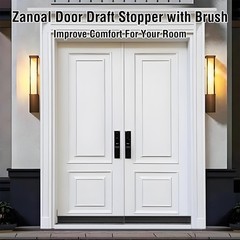 Door Draft Stopper with Brush,Under 39 Inch*1Pack, Black