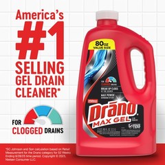 Drano Max Gel Drain Clog Remover & Cleaner, Fast-Acting 80 Fl Oz (Pack of 2)