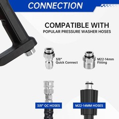 AURORA CAR 4350 PSI Short Pressure Washer Gun, 1/4” Quick Connector Black
