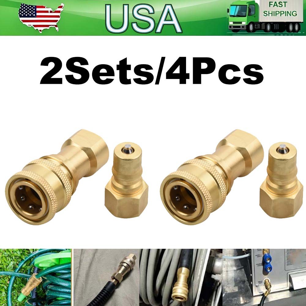 USA 2 Sets 1/4″ Brass Quick Disconnect Coupler Carpet Cleaning for Wands Hose #P