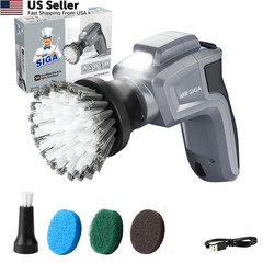 MR.SIGA Electric Spin Scrubber for Kitchen and Bathroom 5.9 X 6.0 Inch, Gray