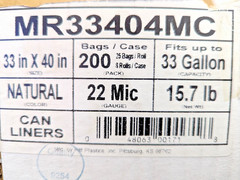 30” X 40” 33 Gallon 22 Micron Can Liner 8 Rolls Of 25 = 200 85 lb. Capacity