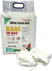 Recycled White Knit T-Shirt Rags 5 lbs. Compressed Bag for Multipurpose Cleaning